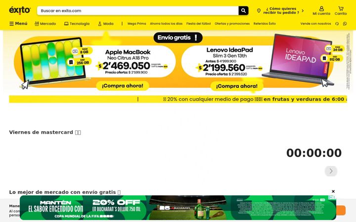 Ekrānuzņēmums no exito.com
