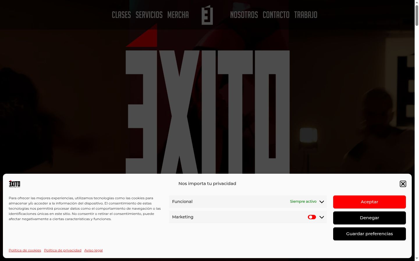 Screenshot of the consent banner shown before any interaction