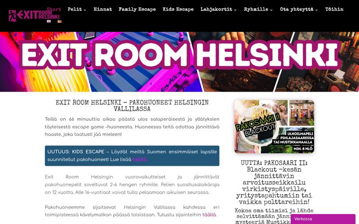 Screenshot of exitroomhelsinki.com