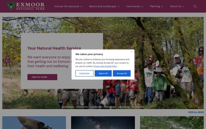 Screenshot ta' exmoor-nationalpark.gov.uk