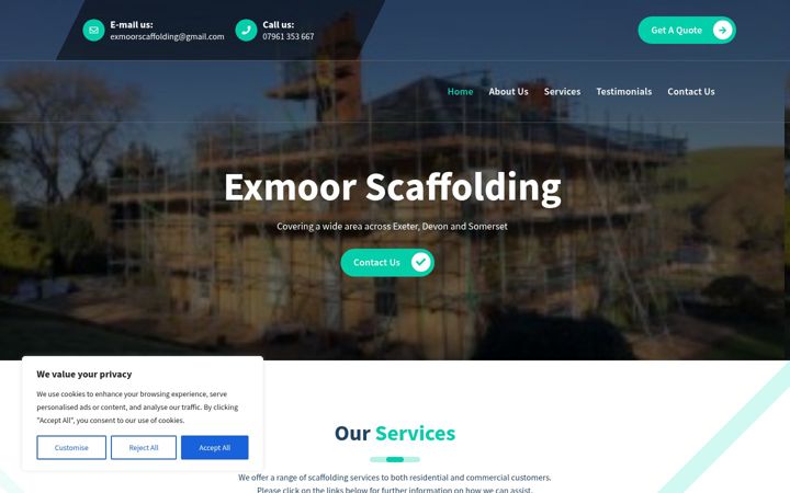 Screenshot of exmoorscaffolding.co.uk