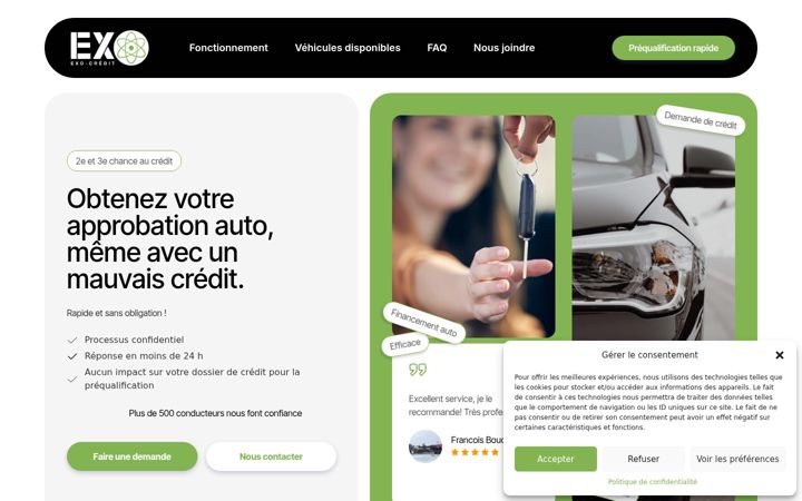 Screenshot of exo-credit.ca
