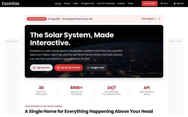 Screenshot of exoatlas.com