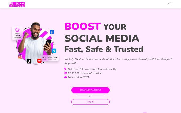 Kuvakaappaus sivustosta exobooster.site