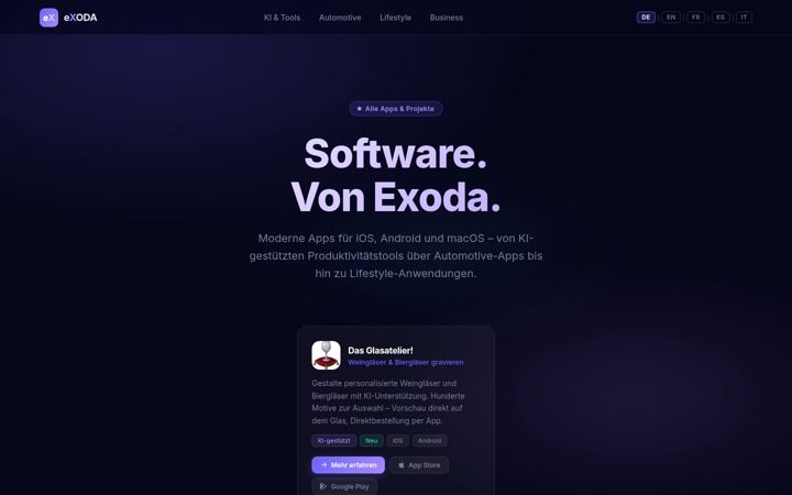 Screenshot of exoda.de