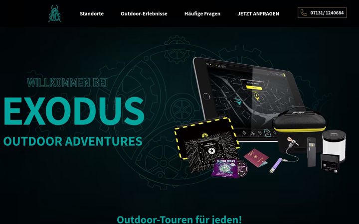 Captură de ecran a exodus-outdoor-adventures.de