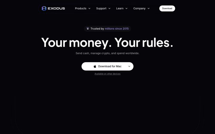 Screenshot of exodus.com