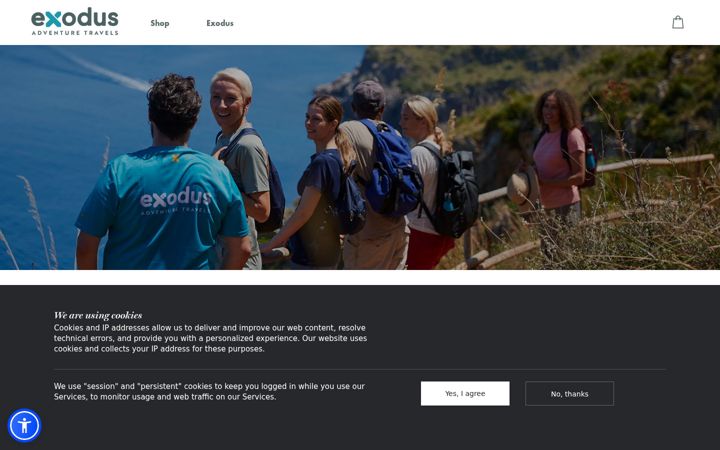 Screenshot of exodustravelsstore.com