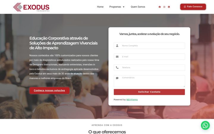 Screenshot of exodustreinamentos.com.br