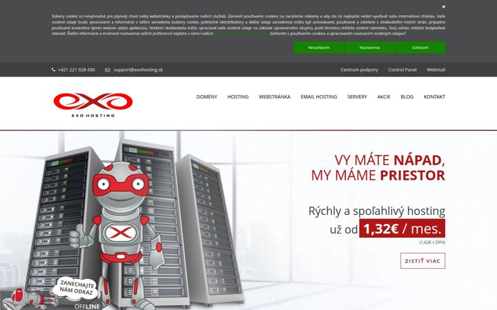 Screenshot of exohosting.sk