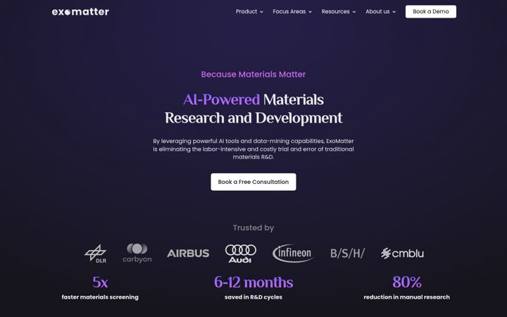 Screenshot of exomatter.ai