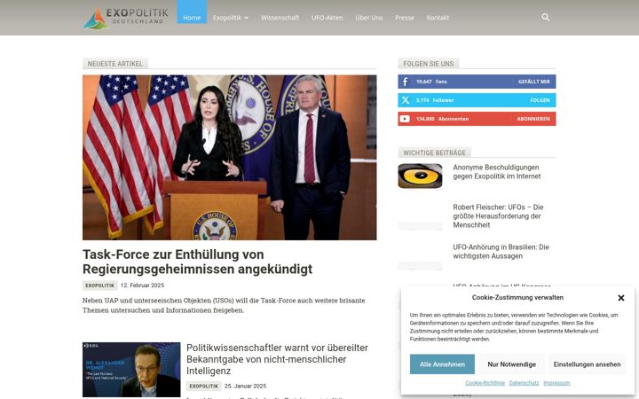 Screenshot of exopolitik.org