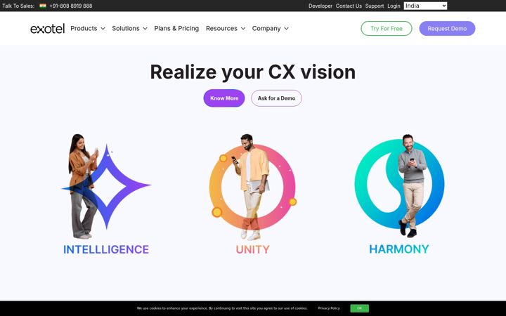 Screenshot of exotel.in