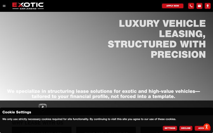 Screenshot of exoticcarleasing.com