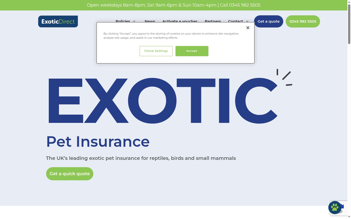Screenshot del banner di consenso mostrato prima di qualsiasi interazione