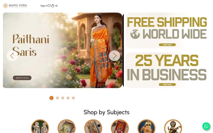 Ekrano kopija exoticindia.com