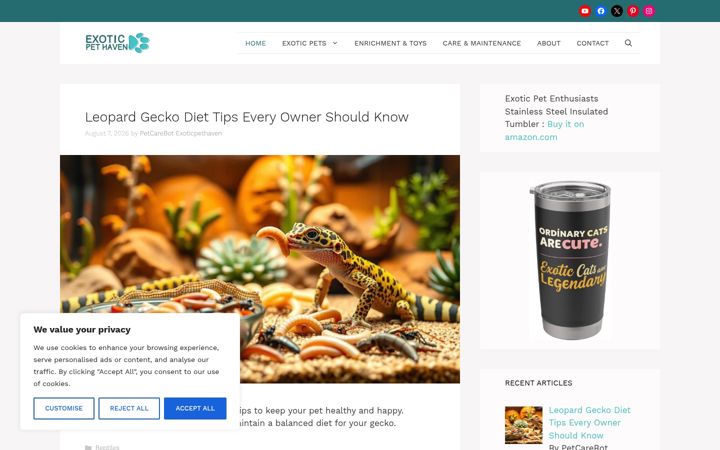 Screenshot of exoticpethaven.com