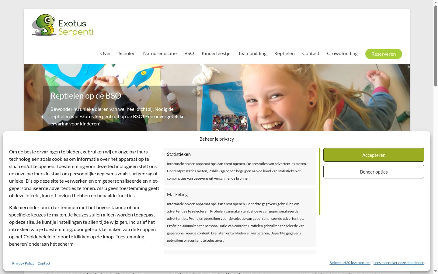 Screenshot des Einwilligungsbanners vor jeglicher Interaktion