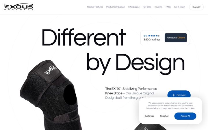 Screenshot of exousbodygear.com