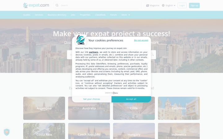 Screenshot di expat.com