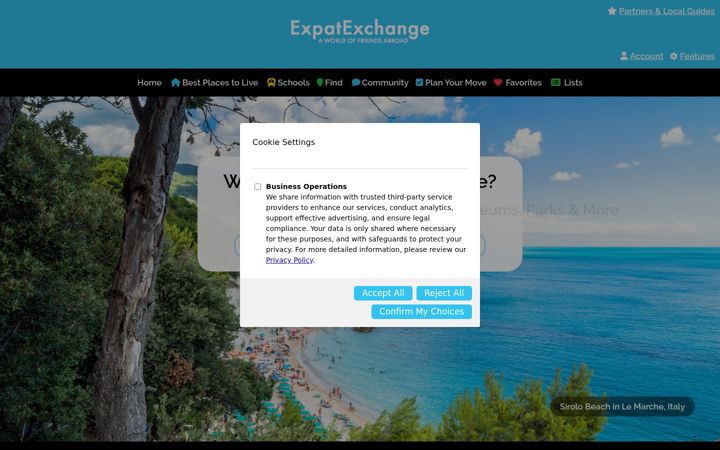 Screenshot of expatexchange.com