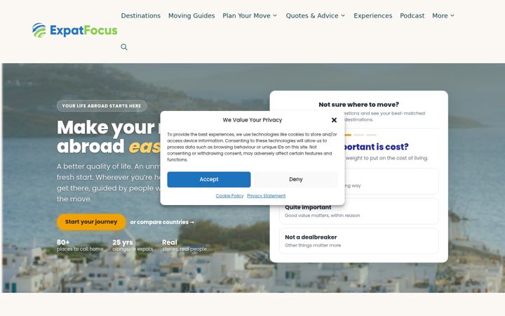 Captură de ecran a expatfocus.com