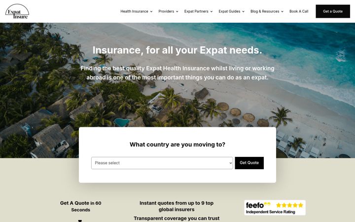Skärmbild av expatinsure.com