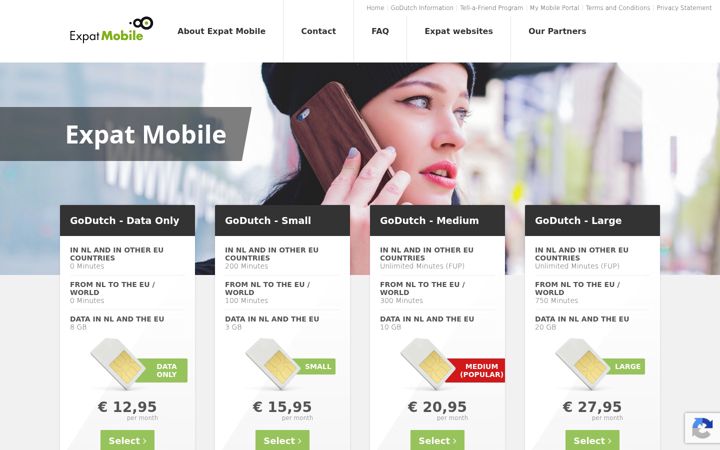 Screenshot of expatmobile.nl