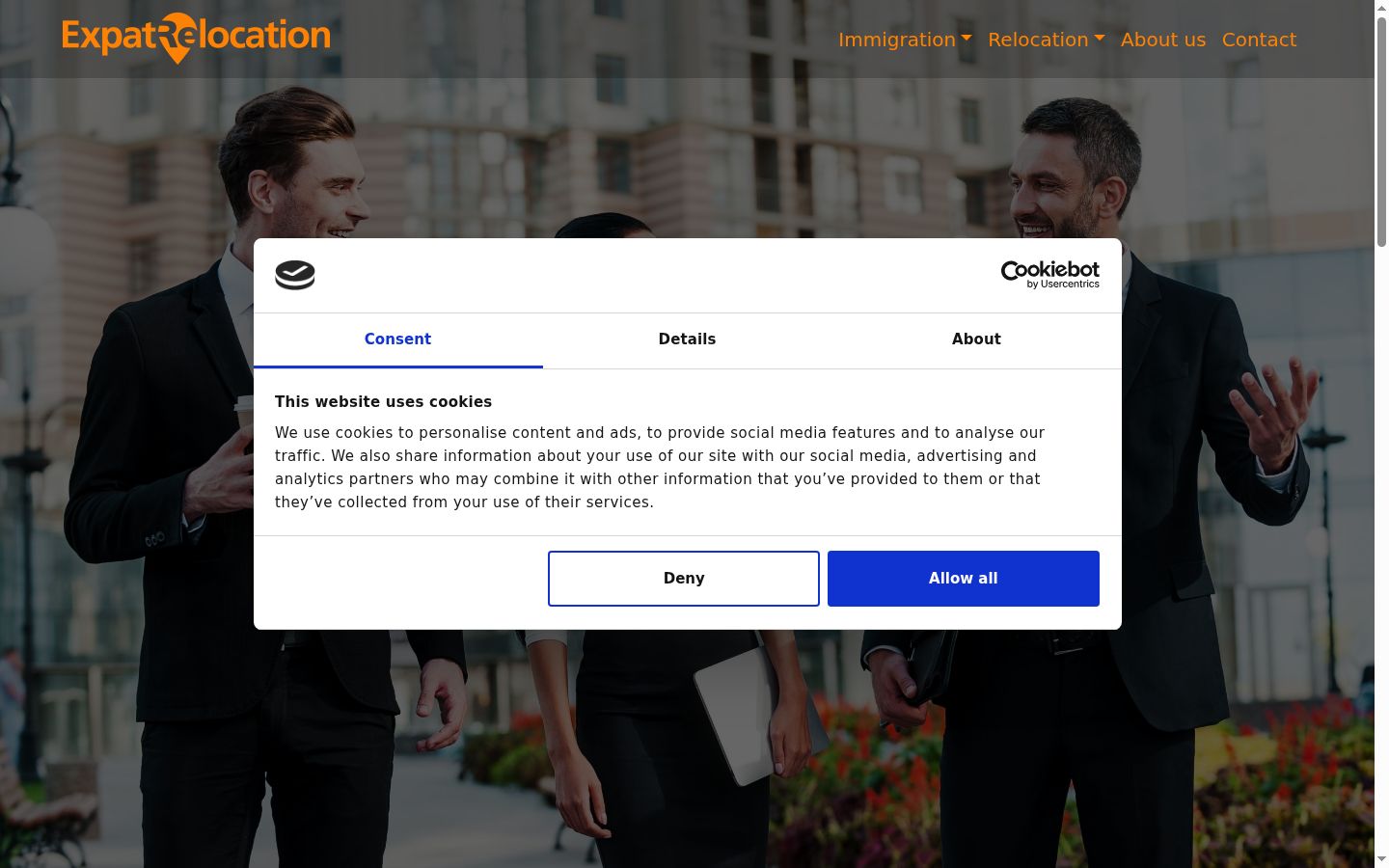 Screenshot of the consent banner shown before any interaction