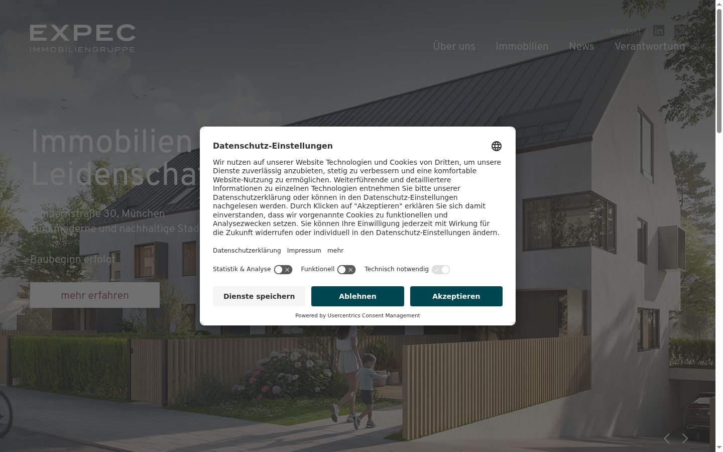 Skjermbilde av samtykkebanneret slik det vises før noen interaksjon