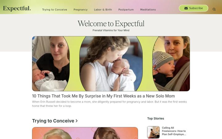 Screenshot of expectful.com