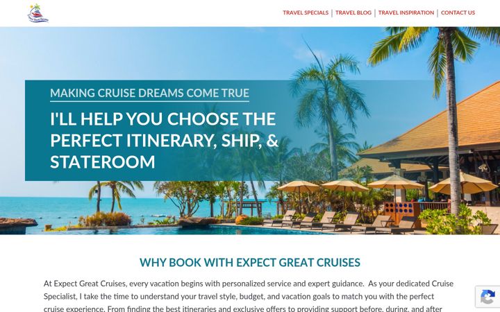 Screenshot of expectgreatcruises.com