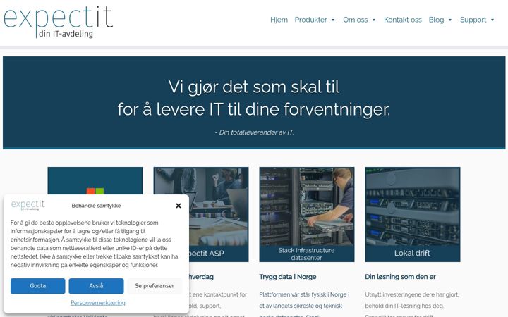 Screenshot of expectit.no