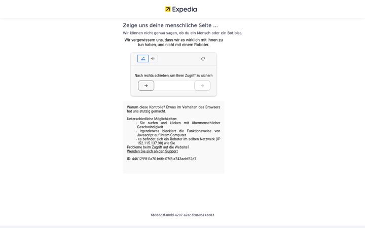 Screenshot of expedia.ch
