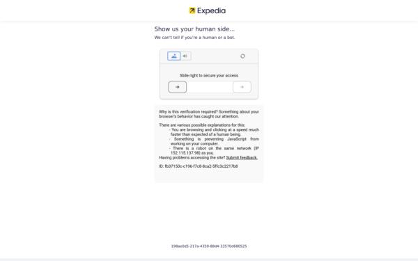 Screenshot of expedia.com