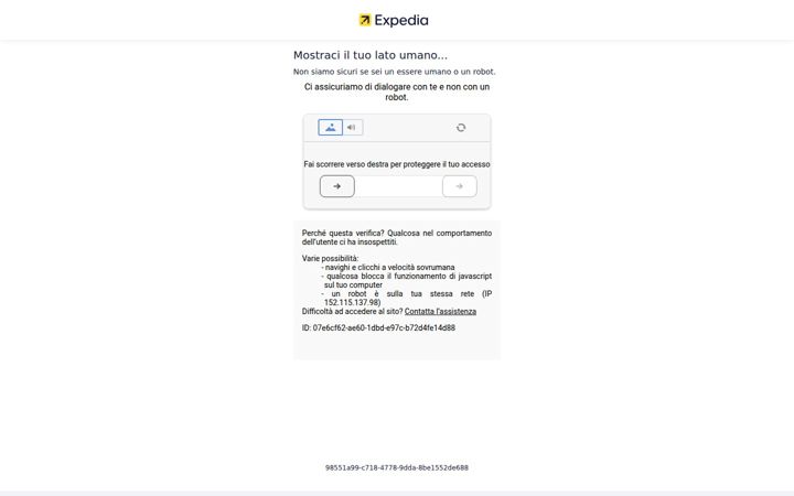 Screenshot of expedia.it