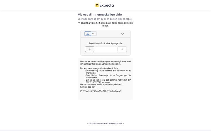 Screenshot van expedia.no