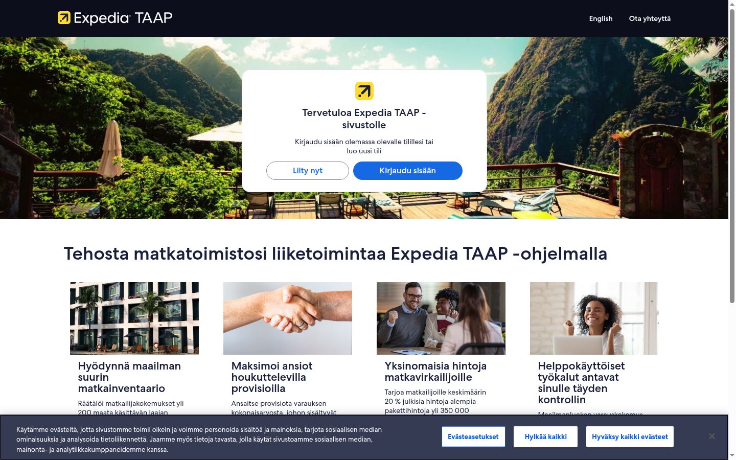 Snimka zaslona bannera za privolu prikazanog prije bilo kakve interakcije