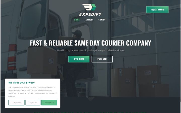 Screenshot of expedify.co.uk