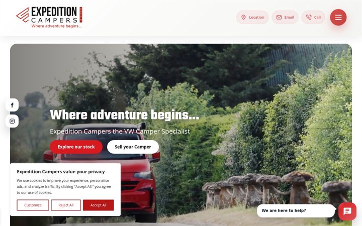 Screenshot of expeditioncampers.co.uk