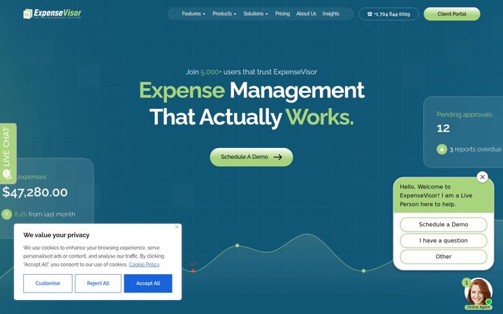 Screenshot of expensevisor.com