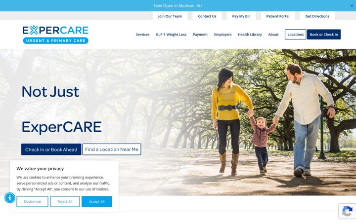 Screenshot of expercarehealth.com