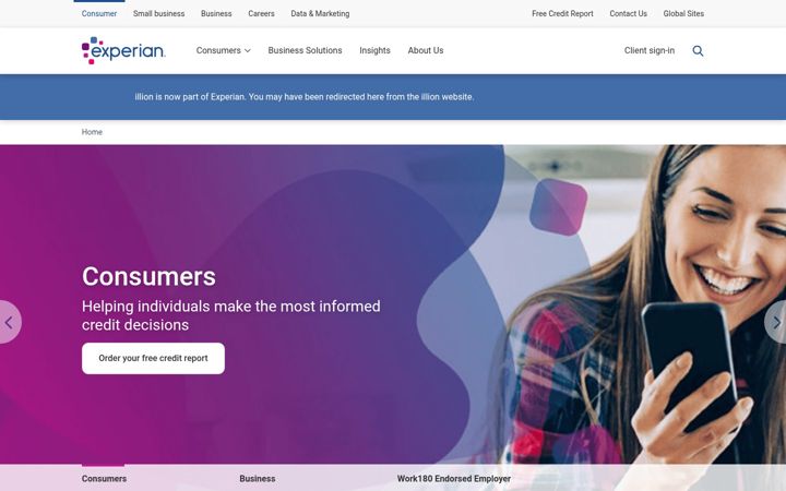 Skærmbillede af experian.com.au