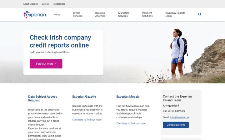 Skærmbillede af experian.ie