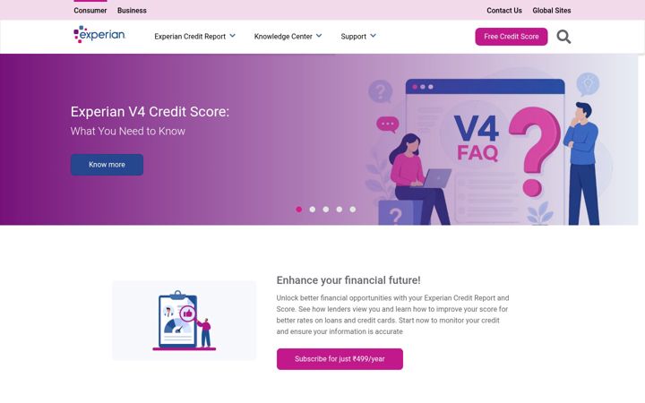 Screenshot of experian.in