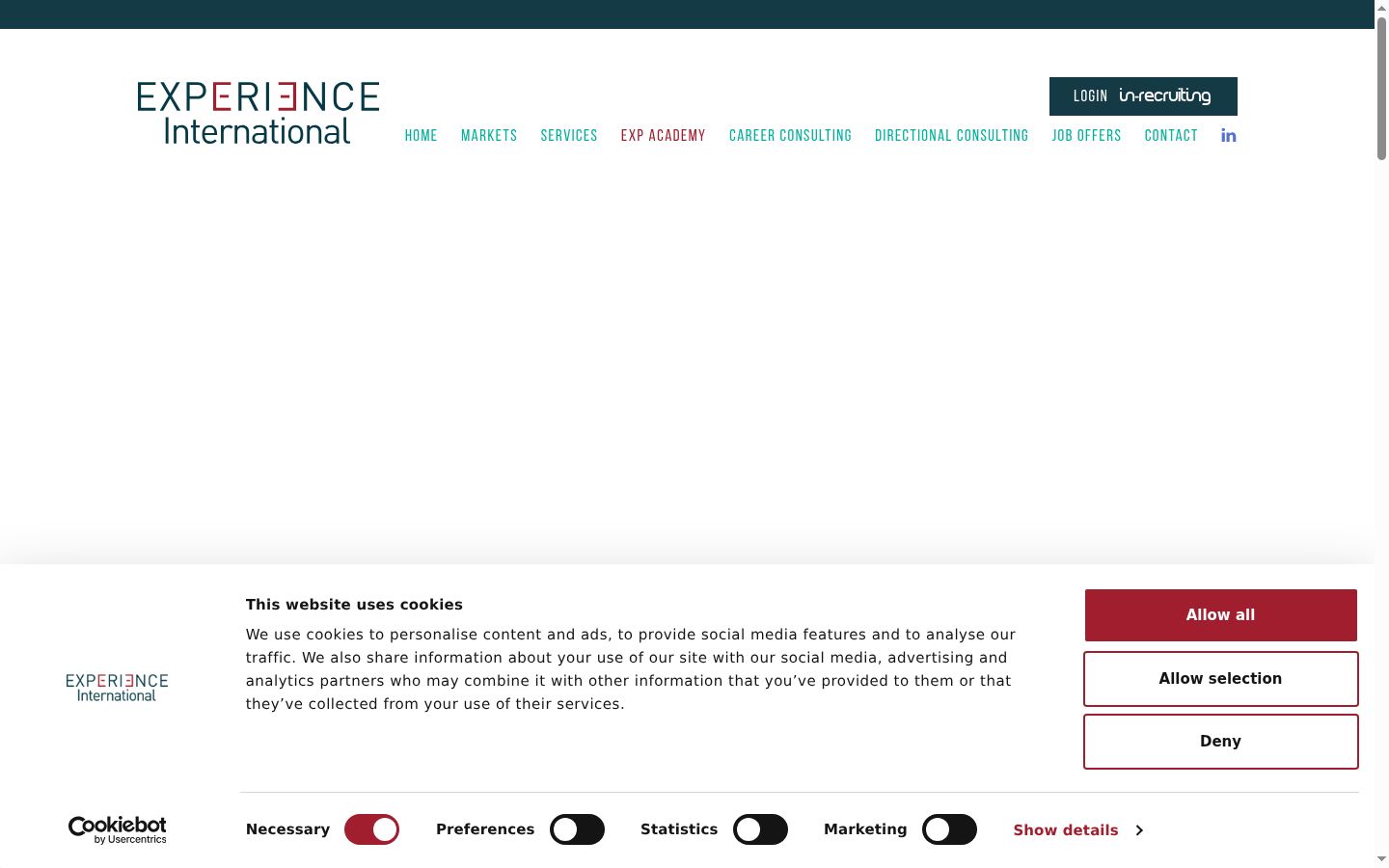 Screenshot des Einwilligungsbanners vor jeglicher Interaktion