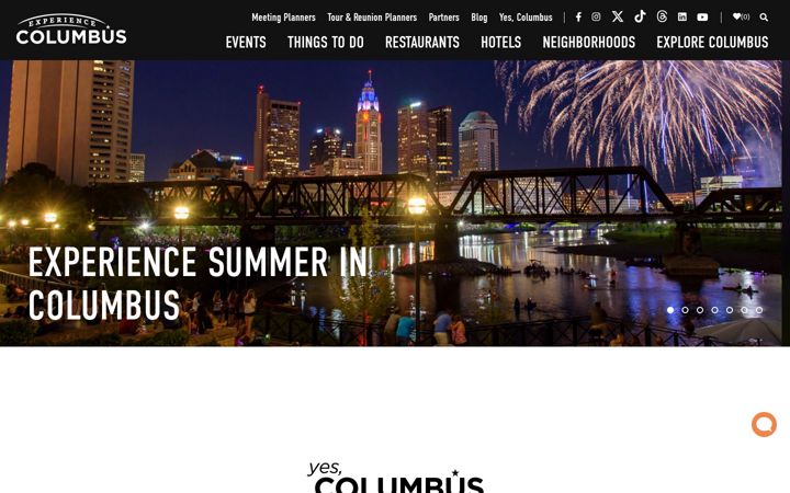 Screenshot of experiencecolumbus.com