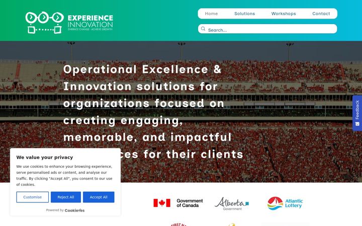 Ekrano kopija experienceinnovation.co