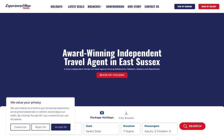 Screenshot of experienceitnowtravel.co.uk