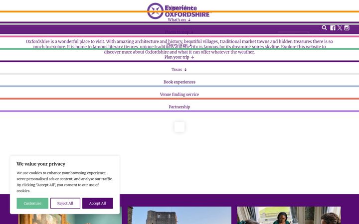 Screenshot of experienceoxfordshire.org